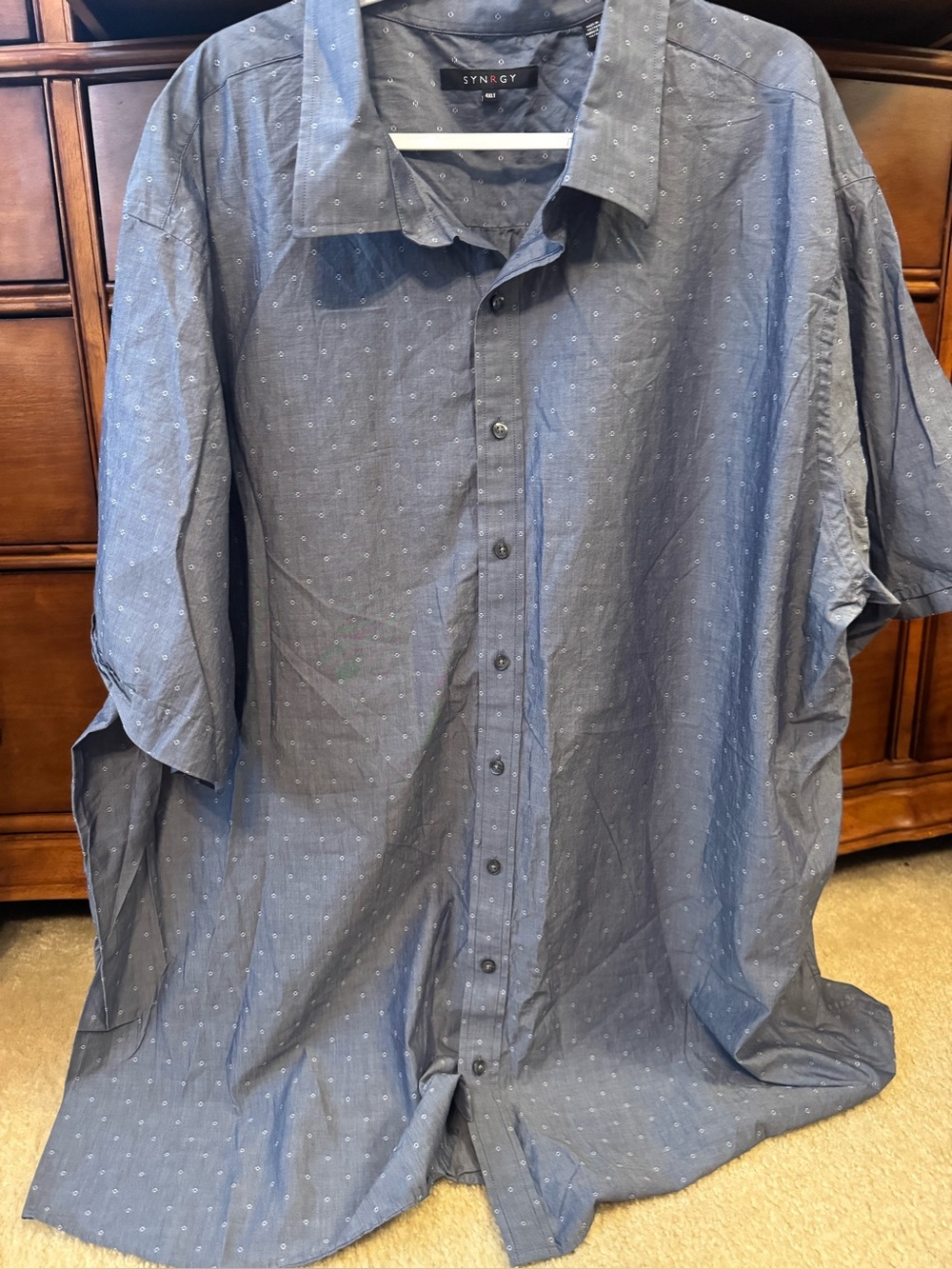 Synergy Men's Casual Blue Short-Sleeve Button-Down Shirt